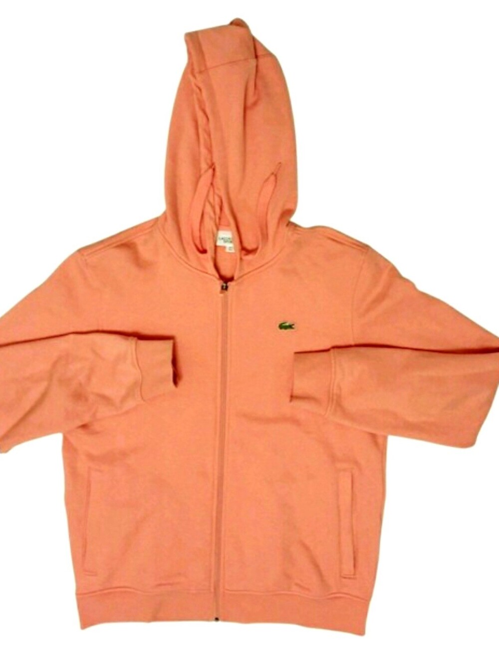 LACOSTE Hoodie Orange Full Zip Cotton Logo Jacket XXL